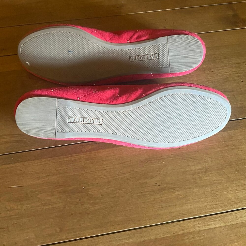 Talbots 8.5 Penelope Quilted Ballet Flats - Red Studded Suede - Picture 9 of 13